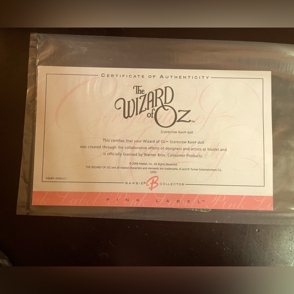 The Wizard Of Oz Scarecrow Doll Pink Label Collector. 2006 Barbie - Picture 7 of 14